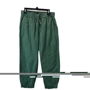 J Crew Pants Womens 8P Green Linen Blend Relaxed Pull On Drawstring Cuffed Beach